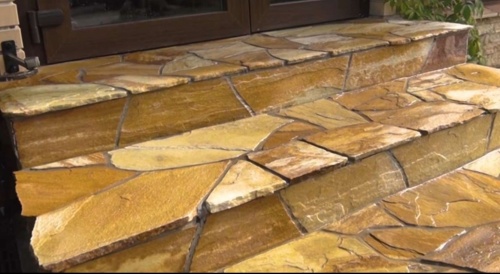 Плитняк златолит жёлтый золотистый для отмостки купить в Воскресенске